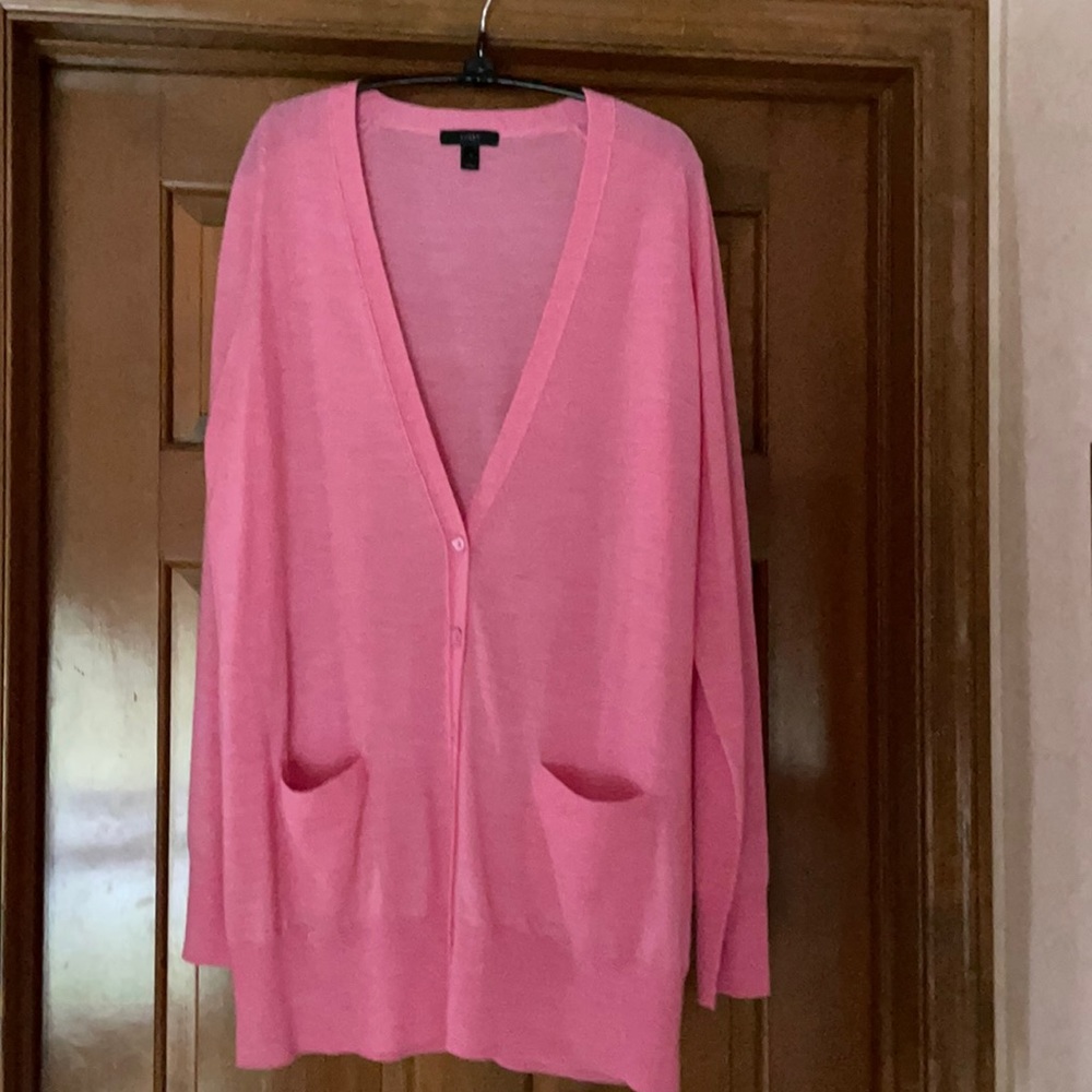Gorgeous pink! J Crew XL merino wool cardigan!